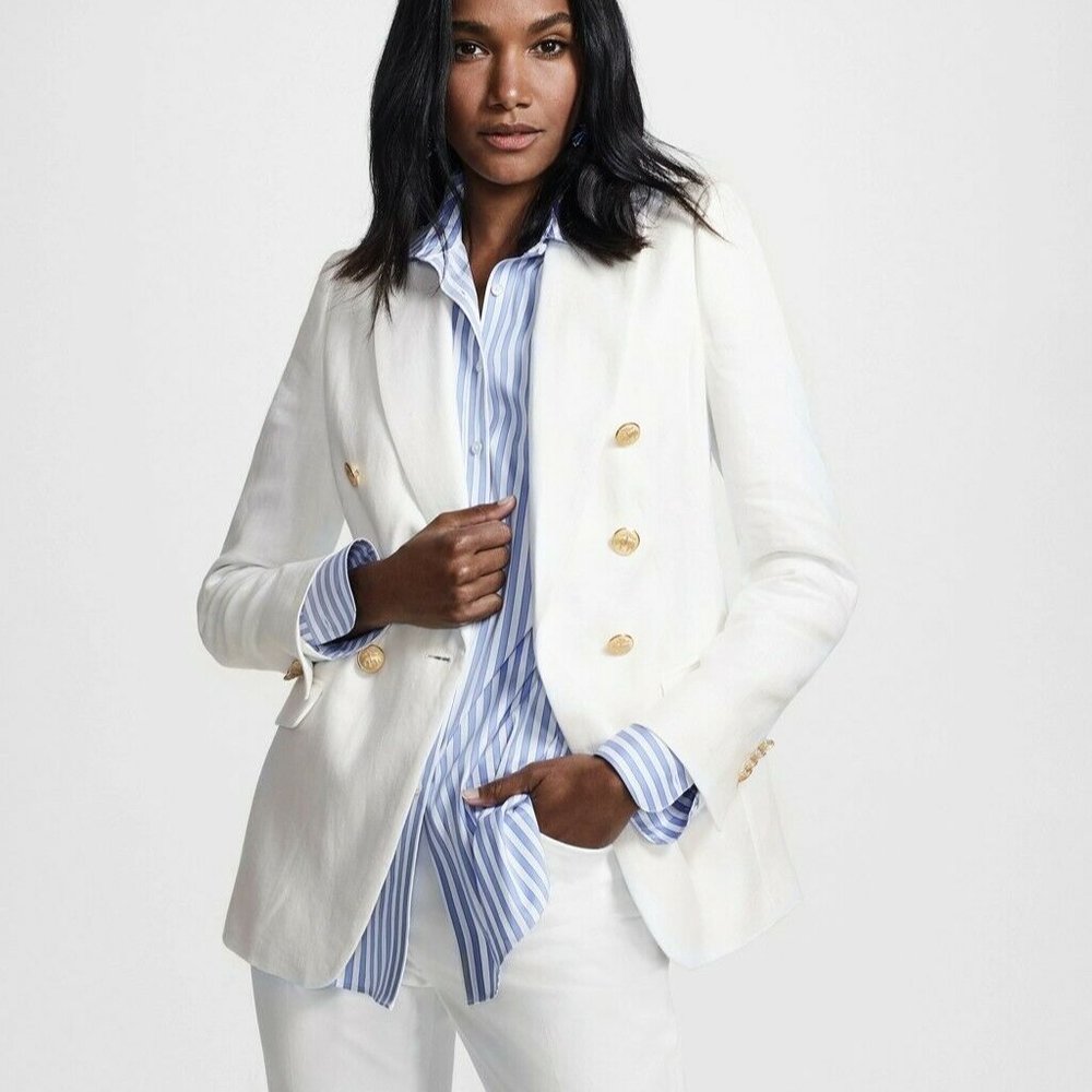 BROOKS BROTHERS Irish Linen Double-Breasted Blazer size 8